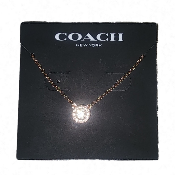 Coach Open Circle Stone Necklace - Rose Gold - Picture 2 of 3